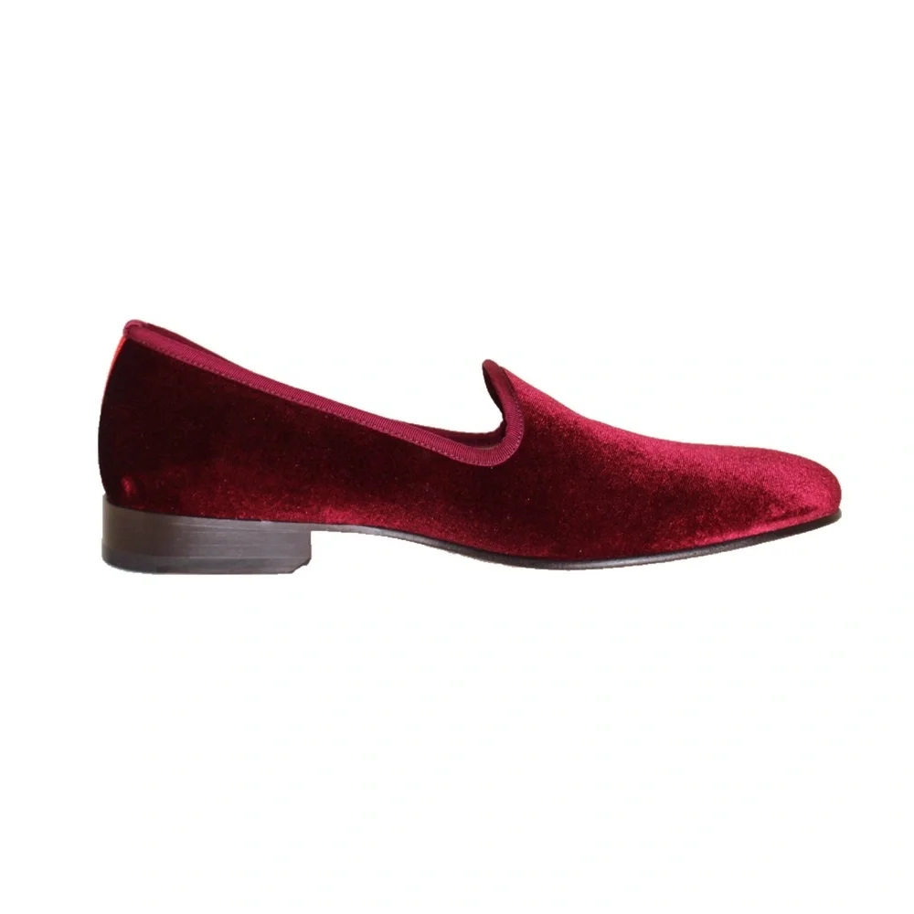 NEW Del Toro Men’s Velvet Slippers Size 10 – Merlot Red – Handmade in Italy
